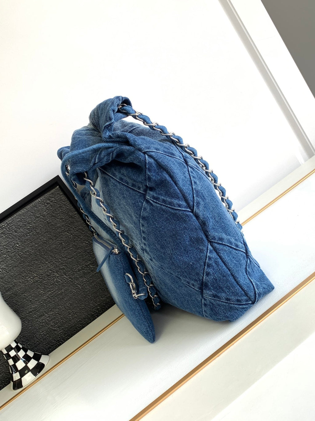 CHANEL HOBO 39CM JEAN SILVER HARDWARE