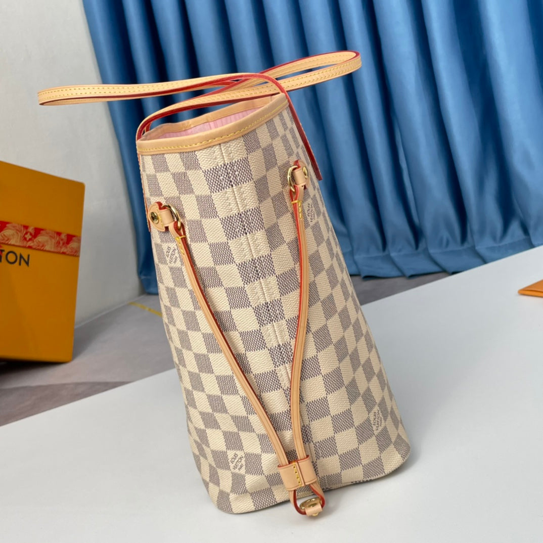 LOUIS VUITTON NEVERFULL MM 32 GREY CREAM DAMIER AZUR