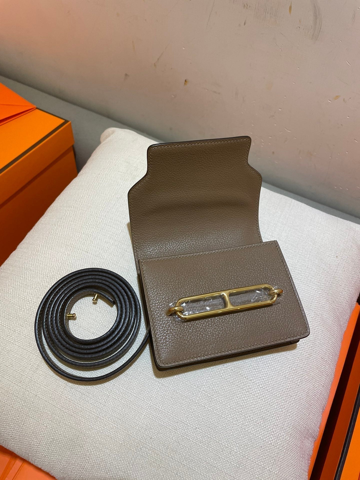 HERMES RoulisSlim Wallet 12.7 Brown Calfskin Ghw