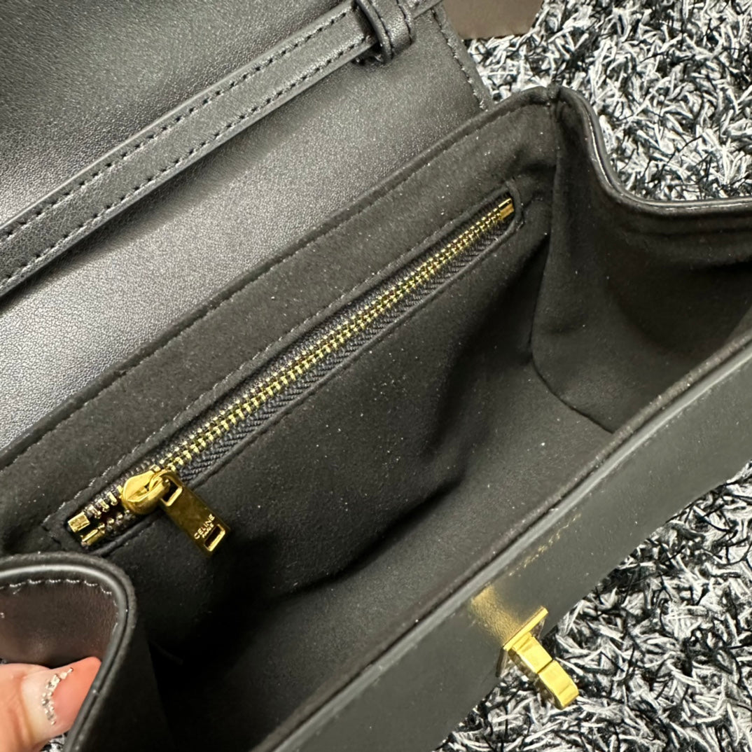 CELINE CLASSIC MINI 18 BLACK CALFSKIN