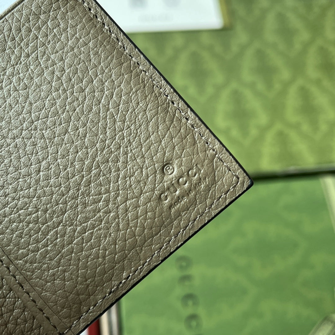 GUCCI CARD HOLDER 12 IN MOSS GREEN EMBOSSED CALFSKIN