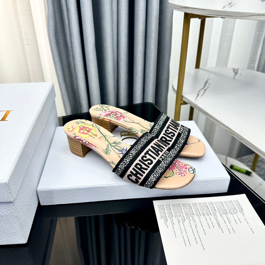 DIOR CD Mule Dway Heeled Slide 45mm Style 71