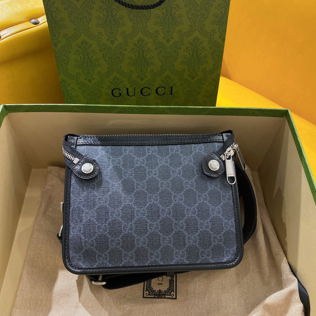 GUCCI SMALL 21 CROSSBODY BAG WITH TAG IN BLACK CANVAS