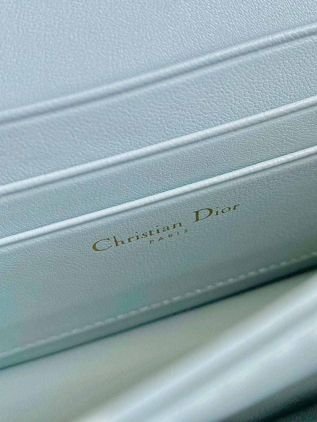 DIOR LADY 21 CHAIN BAG IN LIGHT BLUE LAMBSKIN
