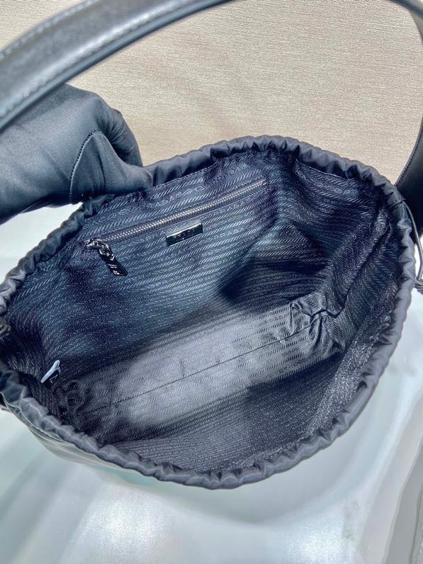 PRADA SMALL DRAWSTRING BAG 23 IN BLACK RE-NYLON