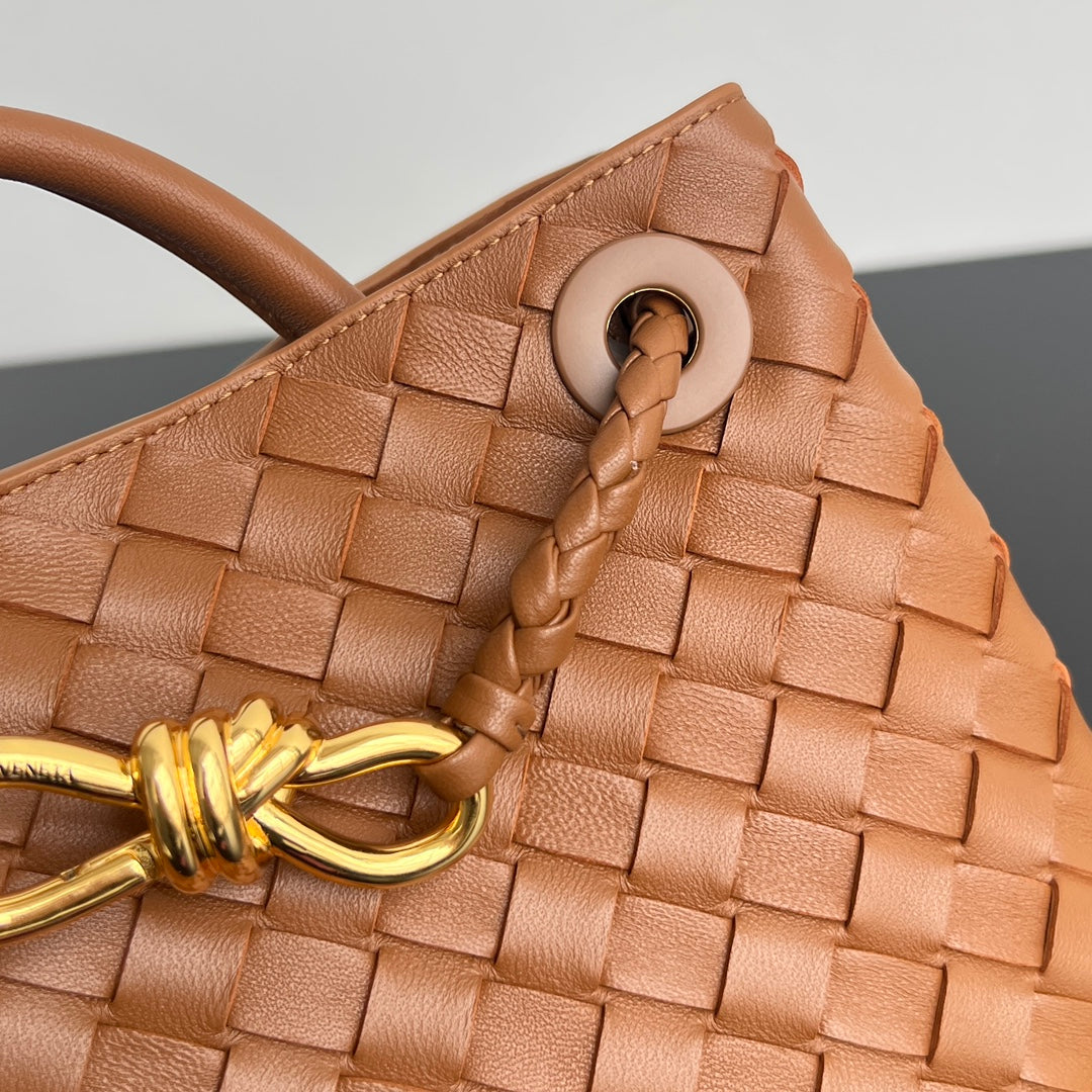 BOTTEGA VENETA MEDIUM ANDIAMO 25 IN BURNT ORANGE LAMBSKIN