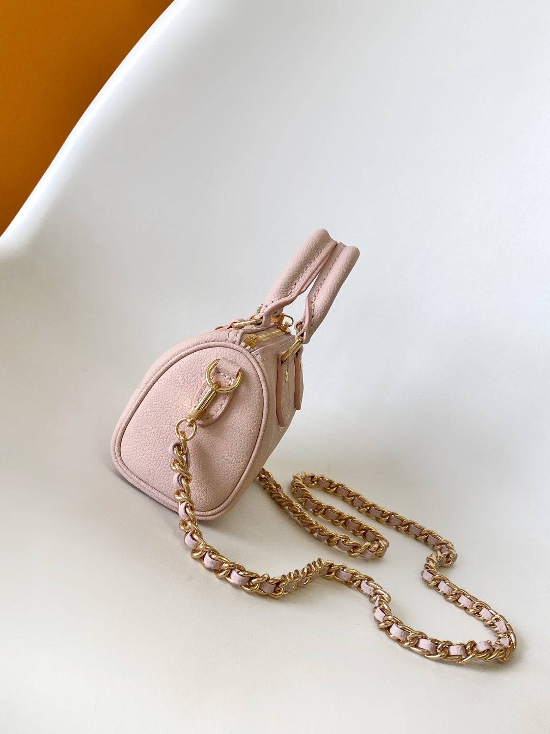 LOUIS VUITTON LV 25S NANO SPEEDY BAG 16 IN ROSE AND QUARTZ EMBOSSED GRAINED CALFSKIN