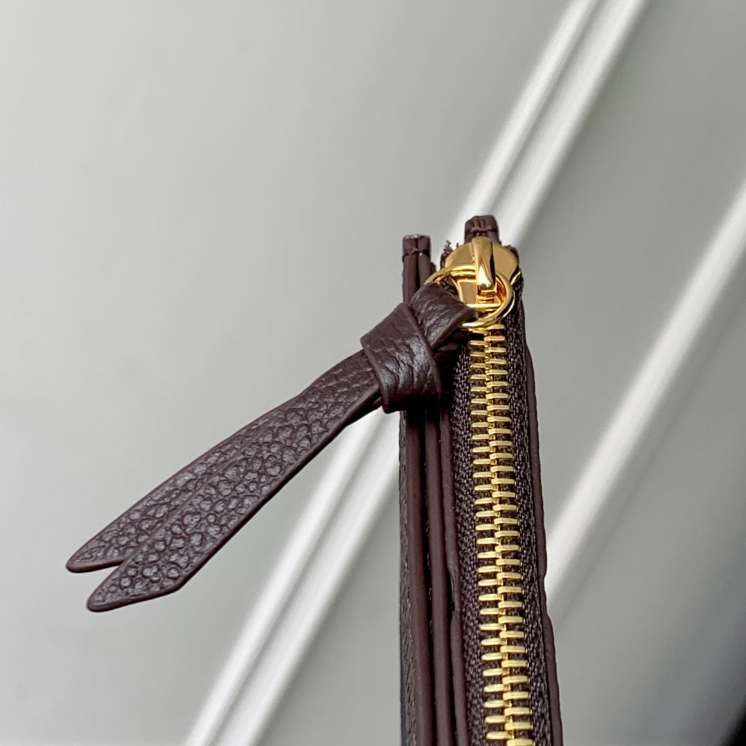 LOUIS VUITTON FÉLICIE POCHETTE 21 IN DARK BROWN MONOGRAM EMBOSSED LOGO CALFSKIN