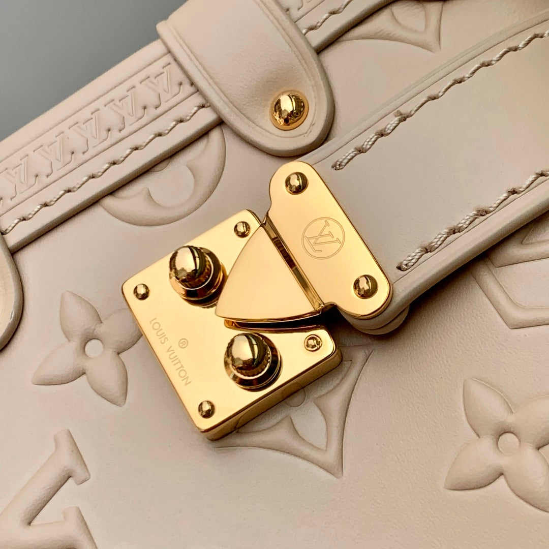 LOUIS VUITTON SIDE TRUNK 19 IN BEIGE MONOGRAM BOLD CALFSKIN GOLD HARDWARE