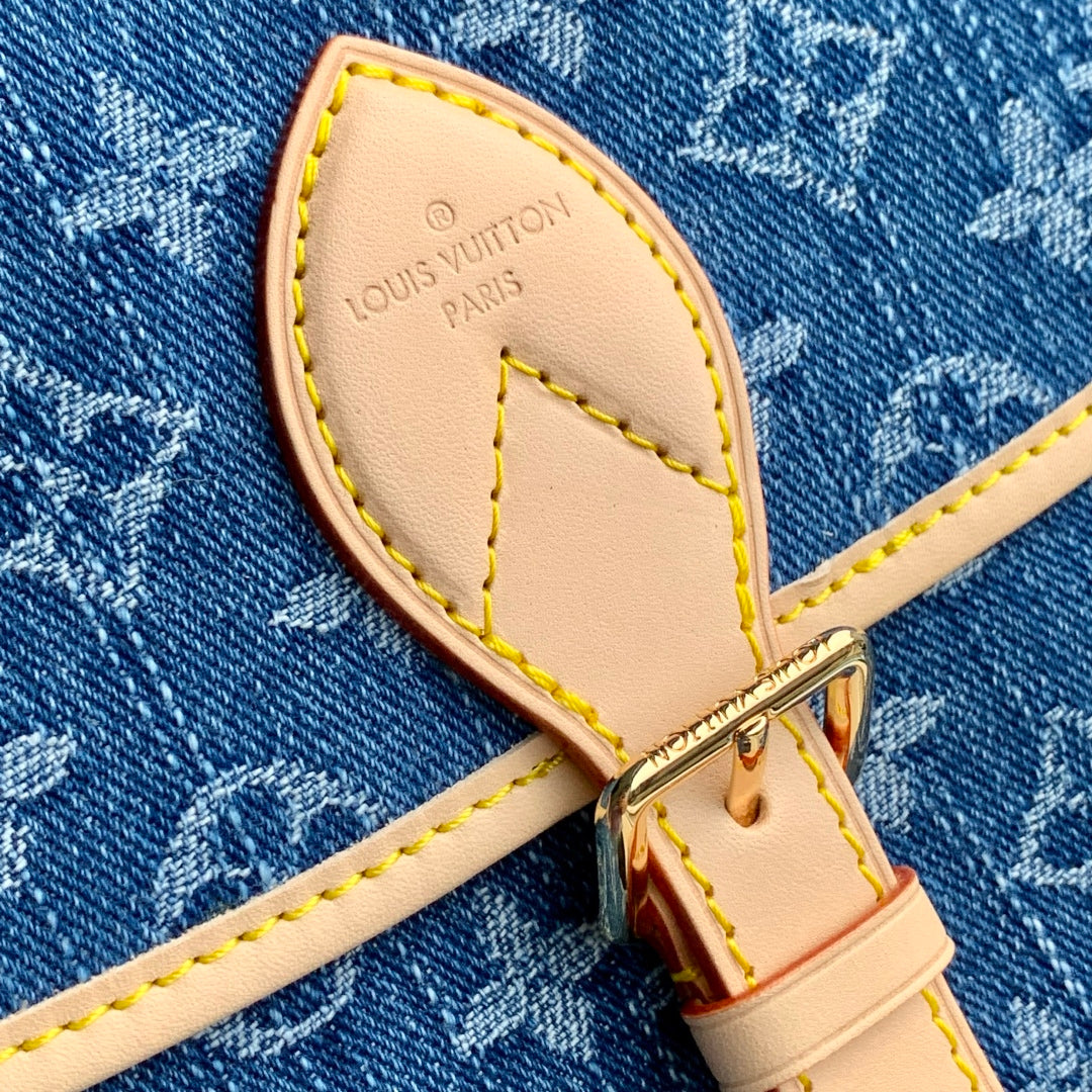 LOUIS VUITTON DIANE 24 IN DENIM BLUE MONOGRAM COWHIDE LEATHER TRIM