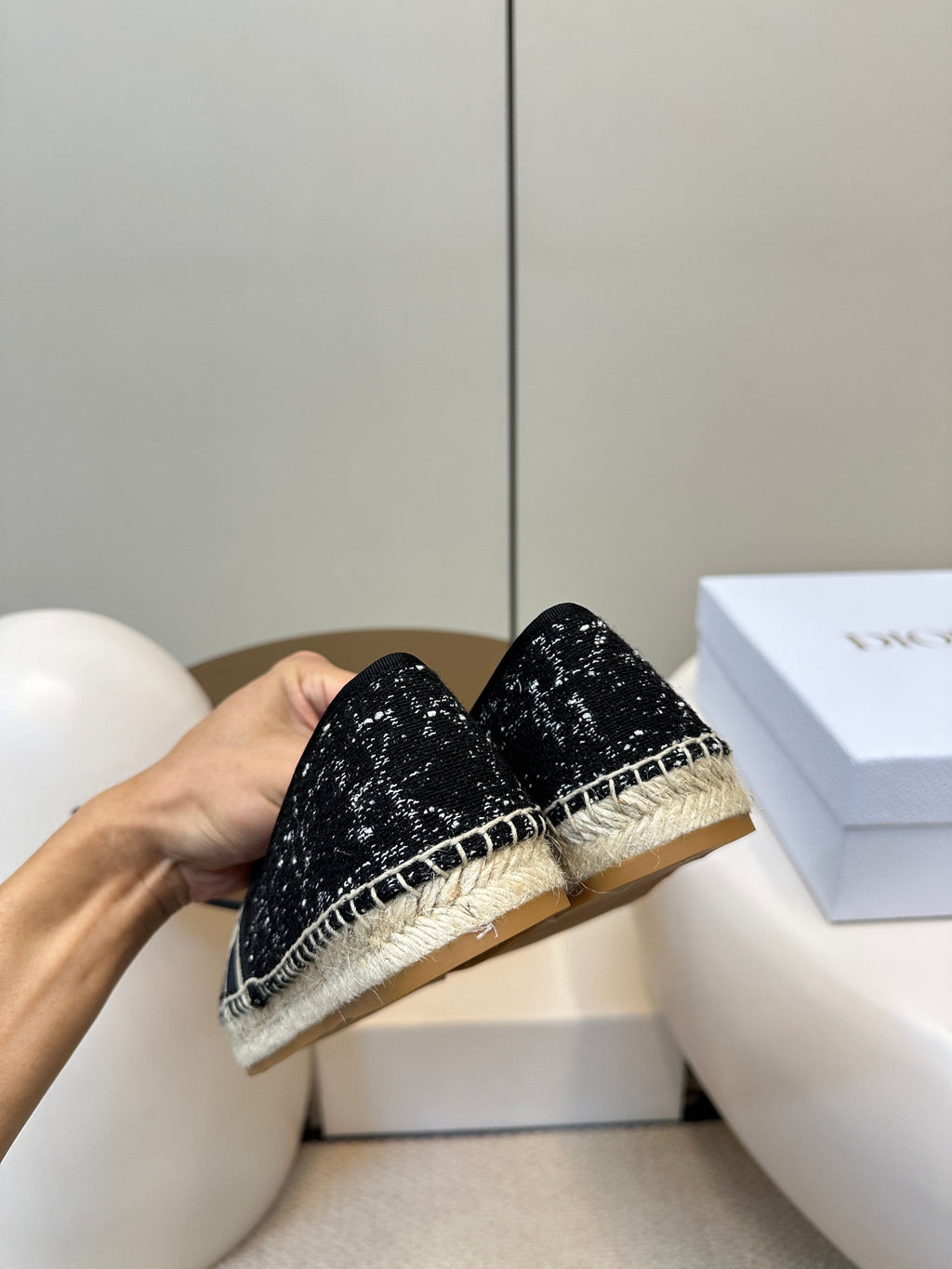 DIOR GRANVILLE ESPADRILLE BLACK OBLIQUE EMBROIDERED COTTON