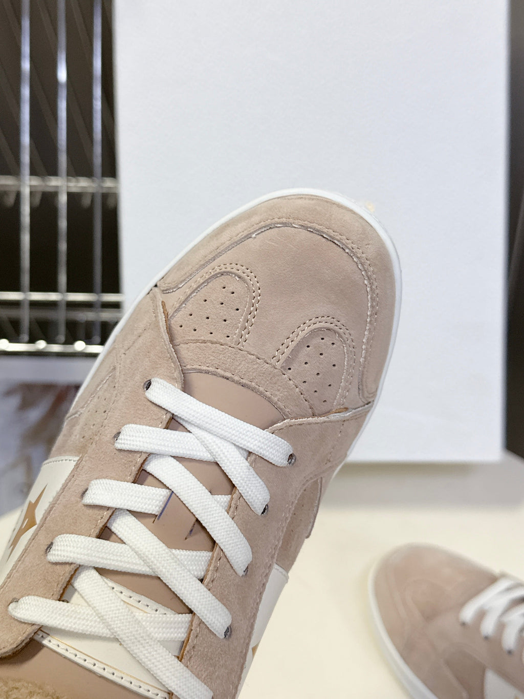DIOR 25S  STAR SNEAKERS IN NUDE PINK SUEDE AND WOOL