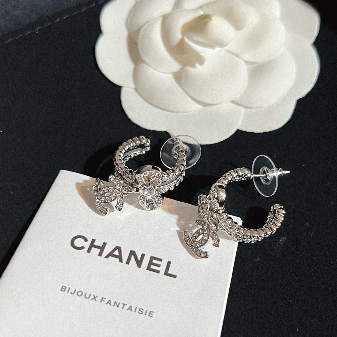 18K  Chanel Diamond Pendant Earrings