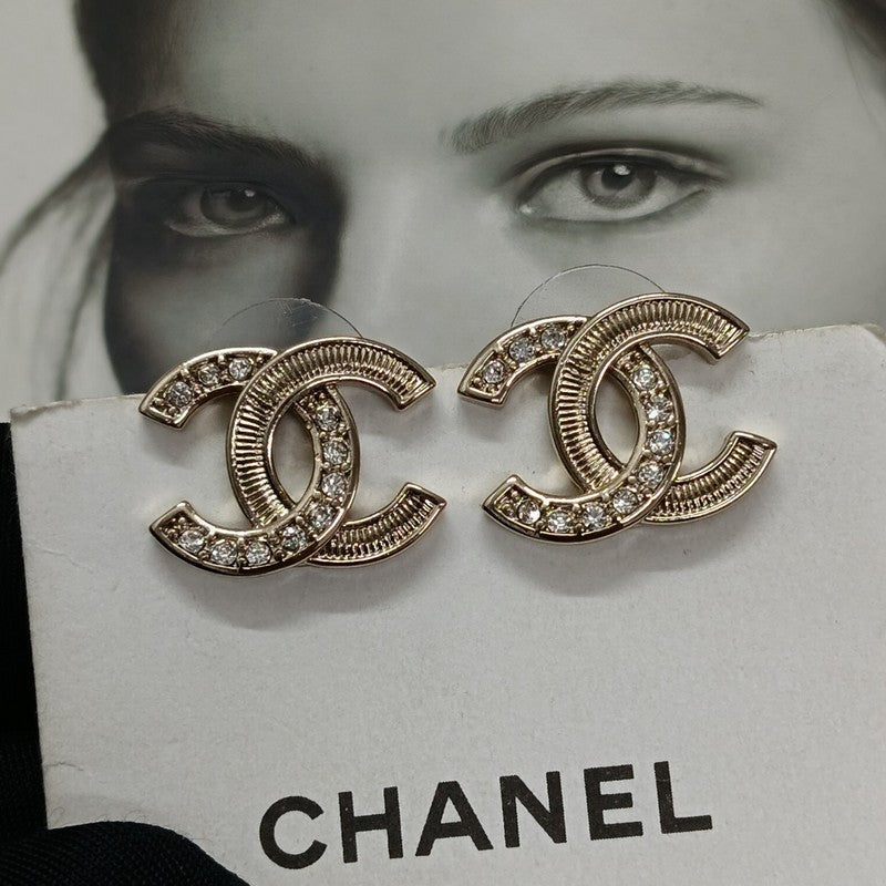 18K  Chanel Vintage Diamond Gold Earrings