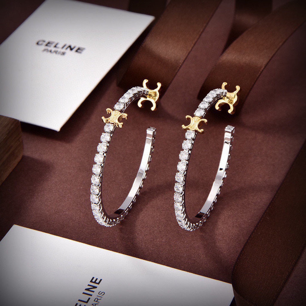 18K Celine Diamonds Hoops Earrings