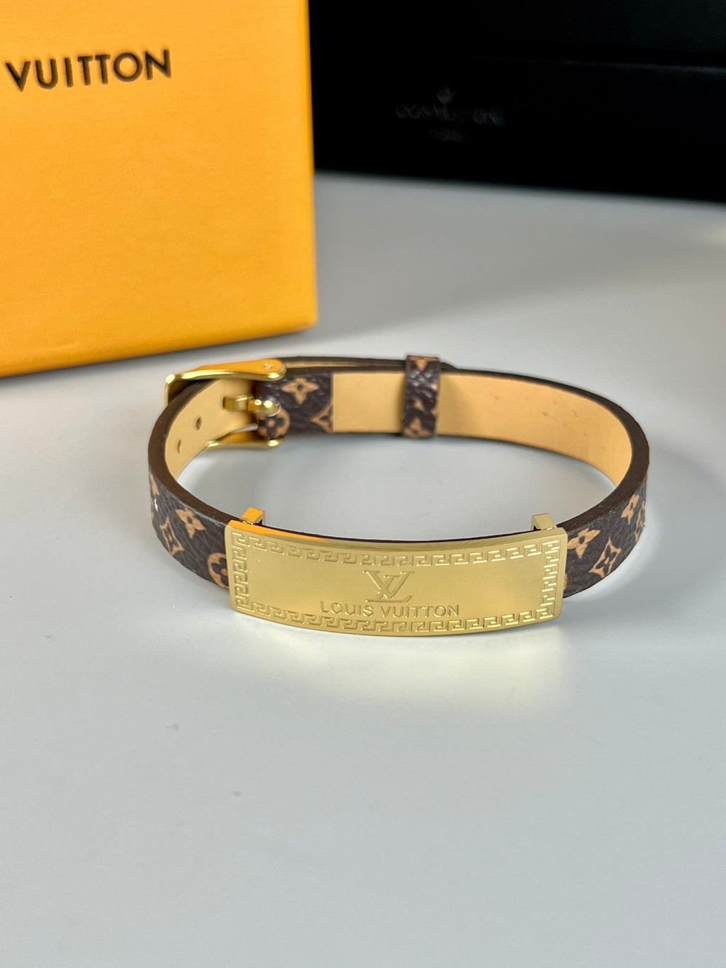 18K Louis Vuitton Leather Bracelet