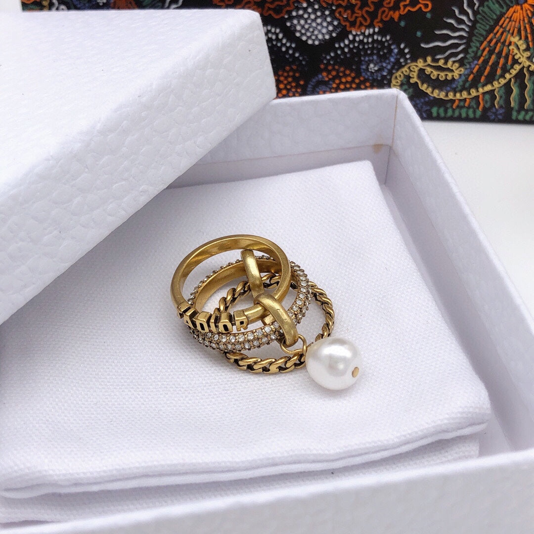 18K Dior Pearl & Crystal J'Adior Rings