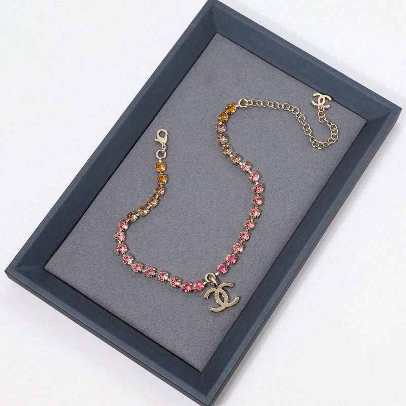 18K  Chanel Pink Crystal Necklace