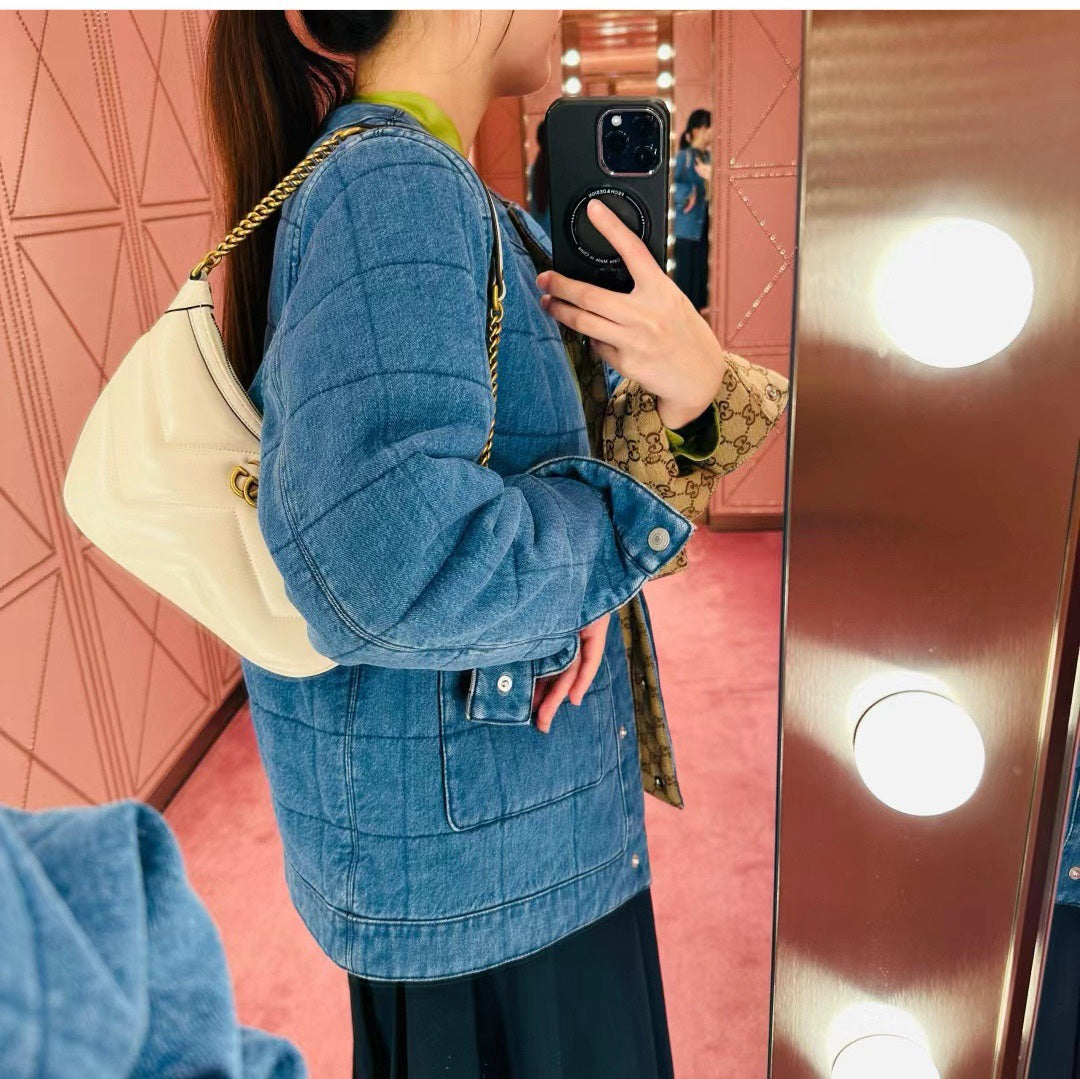 GUCCI SMALL 26 MARMONT BAG IN WHITE CALFSKIN