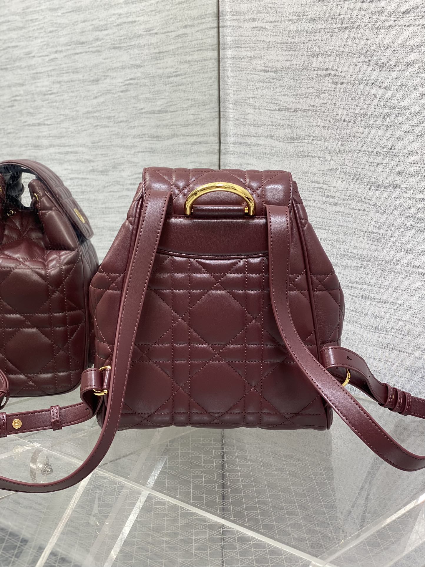 DIOR SMALL 23 CARO BACKPACK IN PLUM PURPLE MACROCANNAGE LAMBSKIN