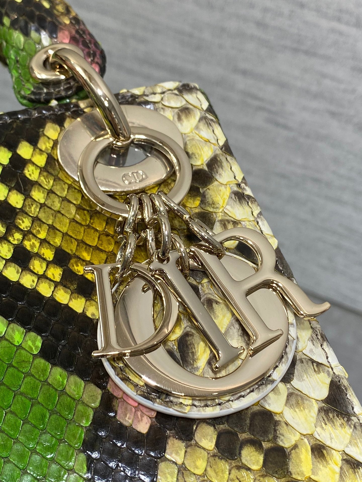 DIOR MINI 17 LADY BAG IN COLORFUL SNAKESKIN PATTERN LAMBSKIN 225975