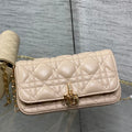 DIOR 25S  TALK PHONE POUCH 18 IN LIGHT IVORY CANNAGE LAMBSKIN