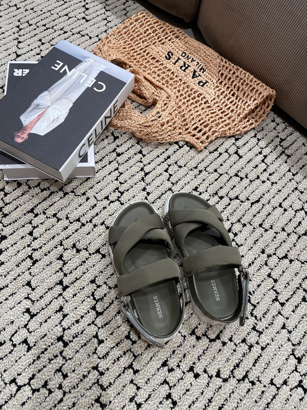 HERMES ELECTRIC SANDAL SHADOW CALFSKIN