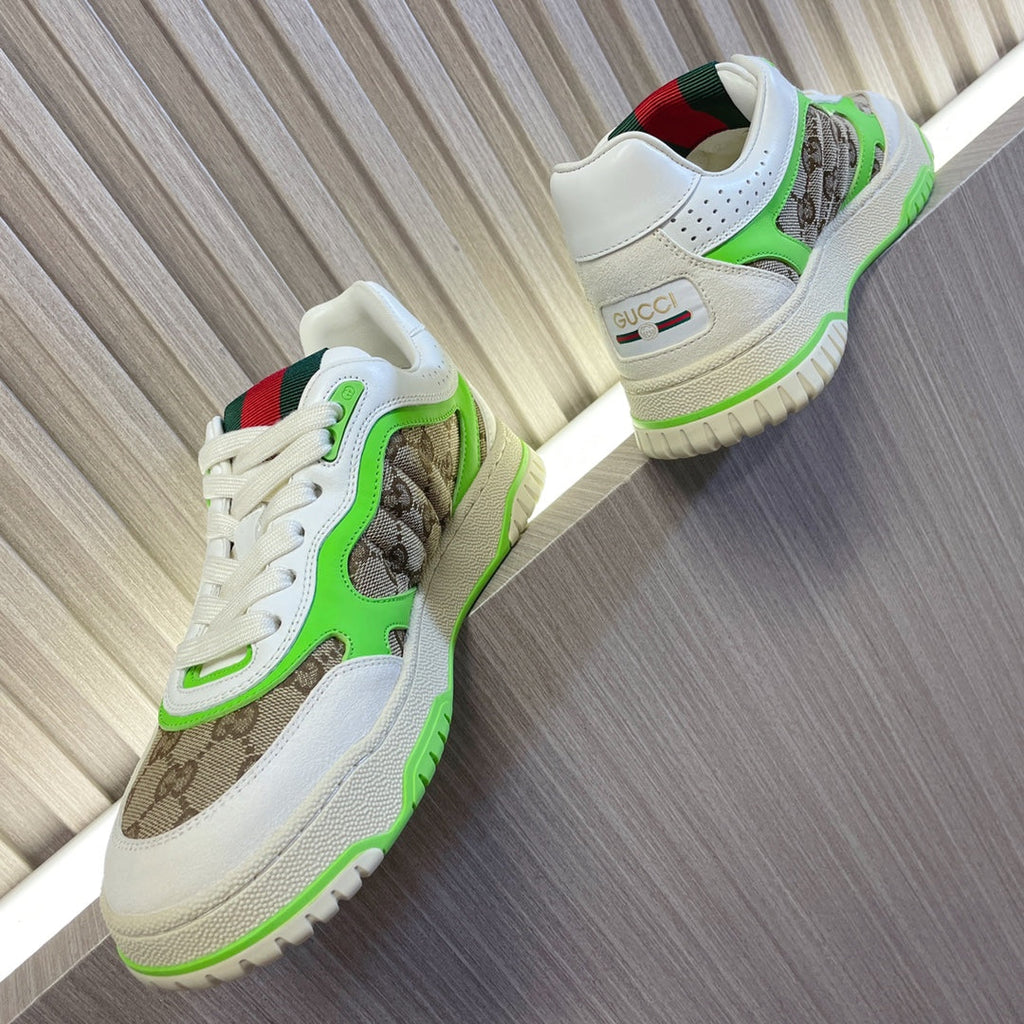 GUCCI Retro Sneakers for Couples White Kelly Green