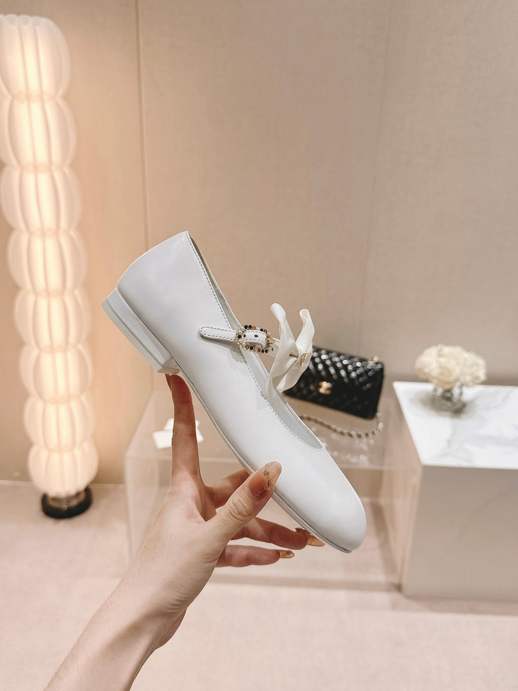 CHANEL MARY JANE SHOES WHITE CALFSKIN