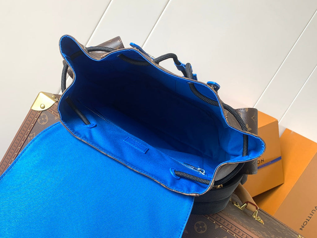 LOUIS VUITTON LV 25S CHRISTOPHER BACKPACK 48 IN BROWN AND PERSIAN BLUE CANVAS MONOGRAM