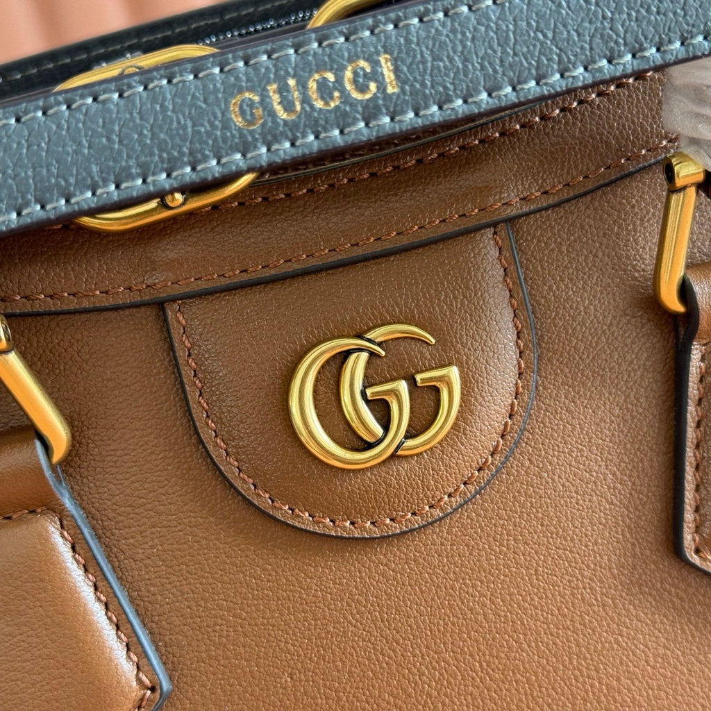 GUCCI 26S DIANA TOTE BAG 21 IN BROWN CALFSKIN