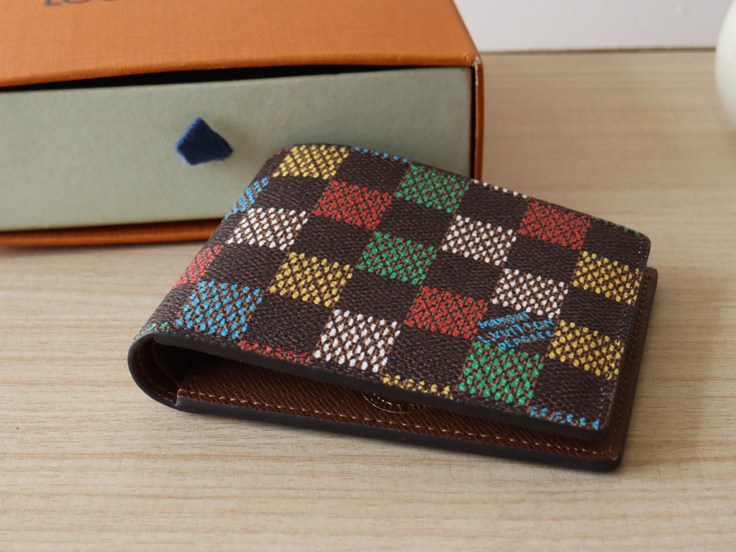 LOUIS VUITTON SLENDER WALLET 11 IN COLORFUL DAMIER EBENE CANVAS