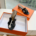 HERMES 0ASIS SANDAL IN BLACK CALFSKIN