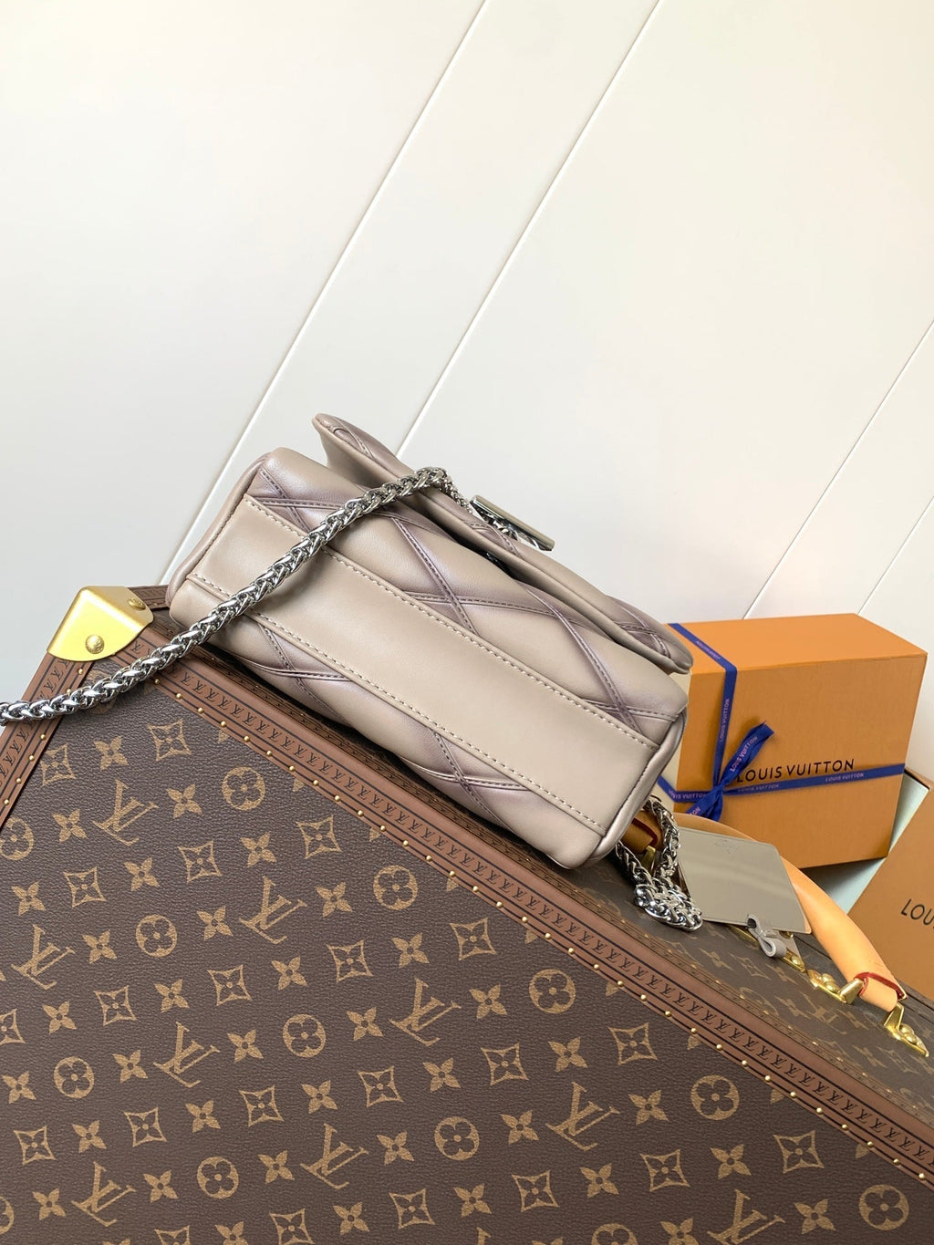 LOUIS VUITTON LV 25S GO-14 MM 23 IN BROWN QUILTED LAMBSKIN SILVER HARDWARE