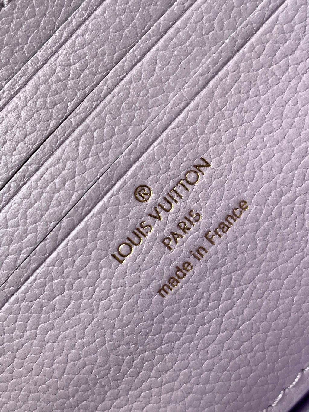 LOUIS VUITTON LV 25S WALLET ON CHAIN IVY 23 IN MISTY PURPLE EMBOSSED CALFSKIN TRIM