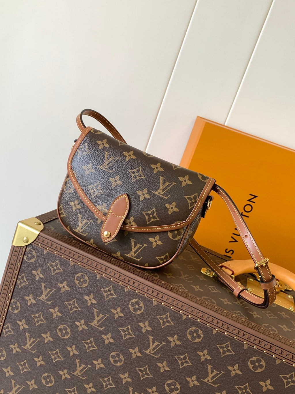 LOUIS VUITTON LV 25S DUO BB BAG 19 IN BROWN MONOGRAM COATED CANVAS AND CALFSKIN