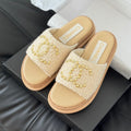 CHANEL Slippers Platform Lambskin Beige Cream