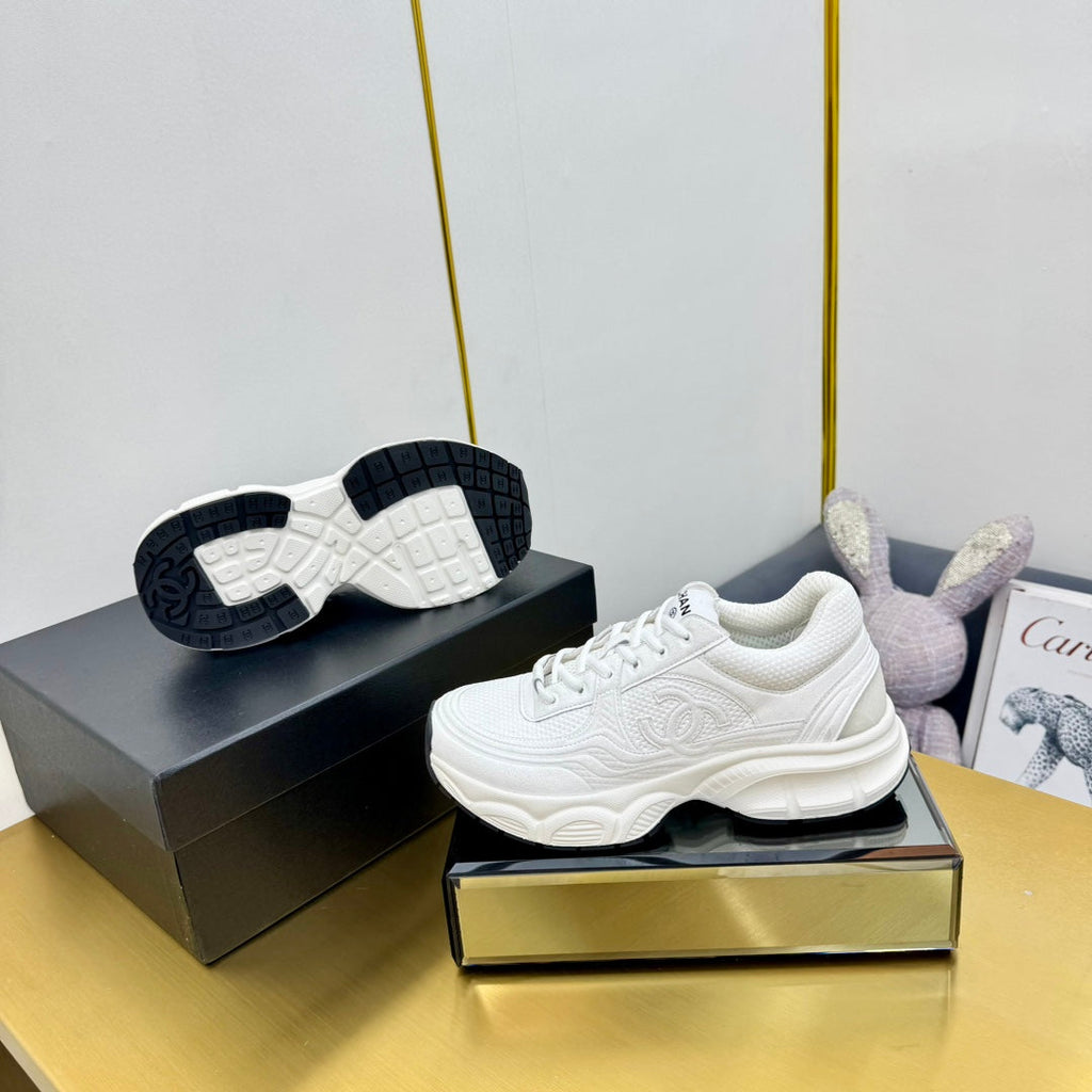 CHANEL DAD SNEAKER IN WHITE SUEDE AND BREATHABLE MESH