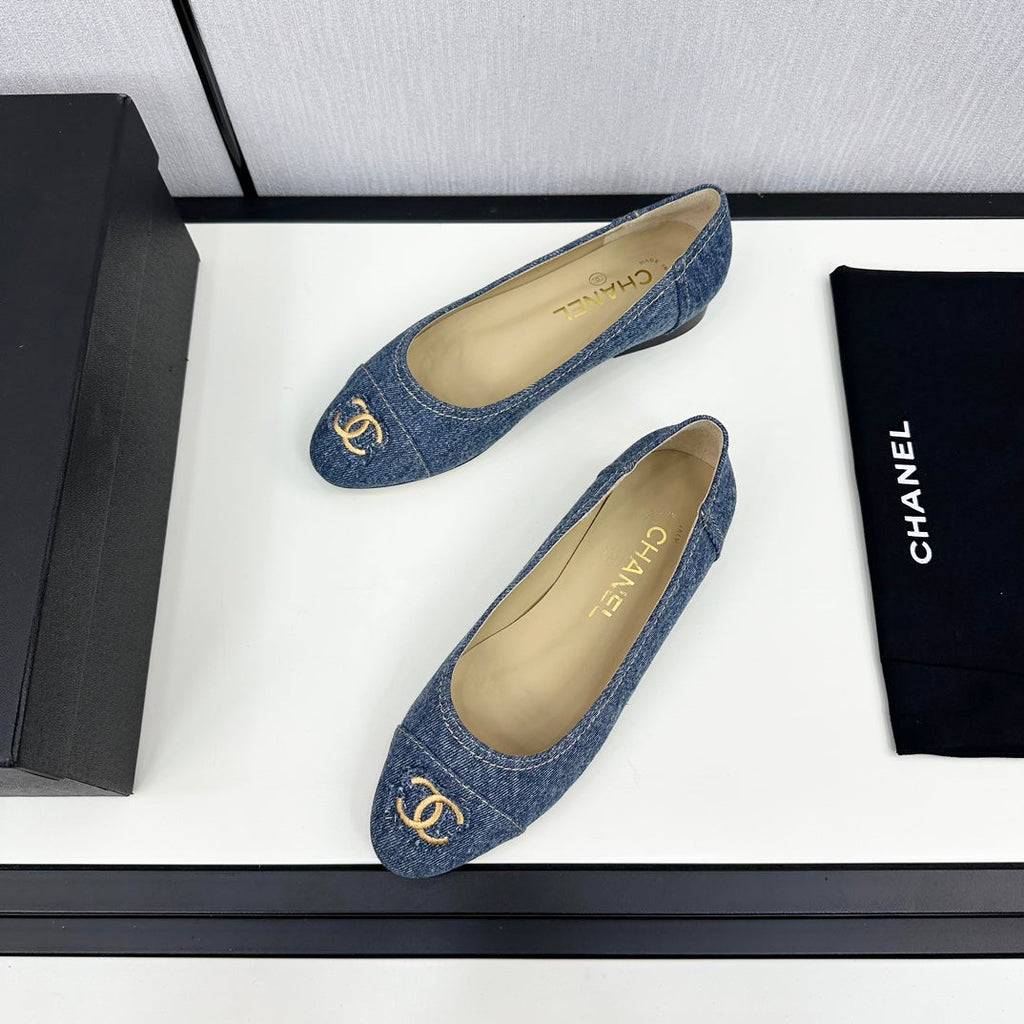 CHANEL ballet flat blue denim 166815
