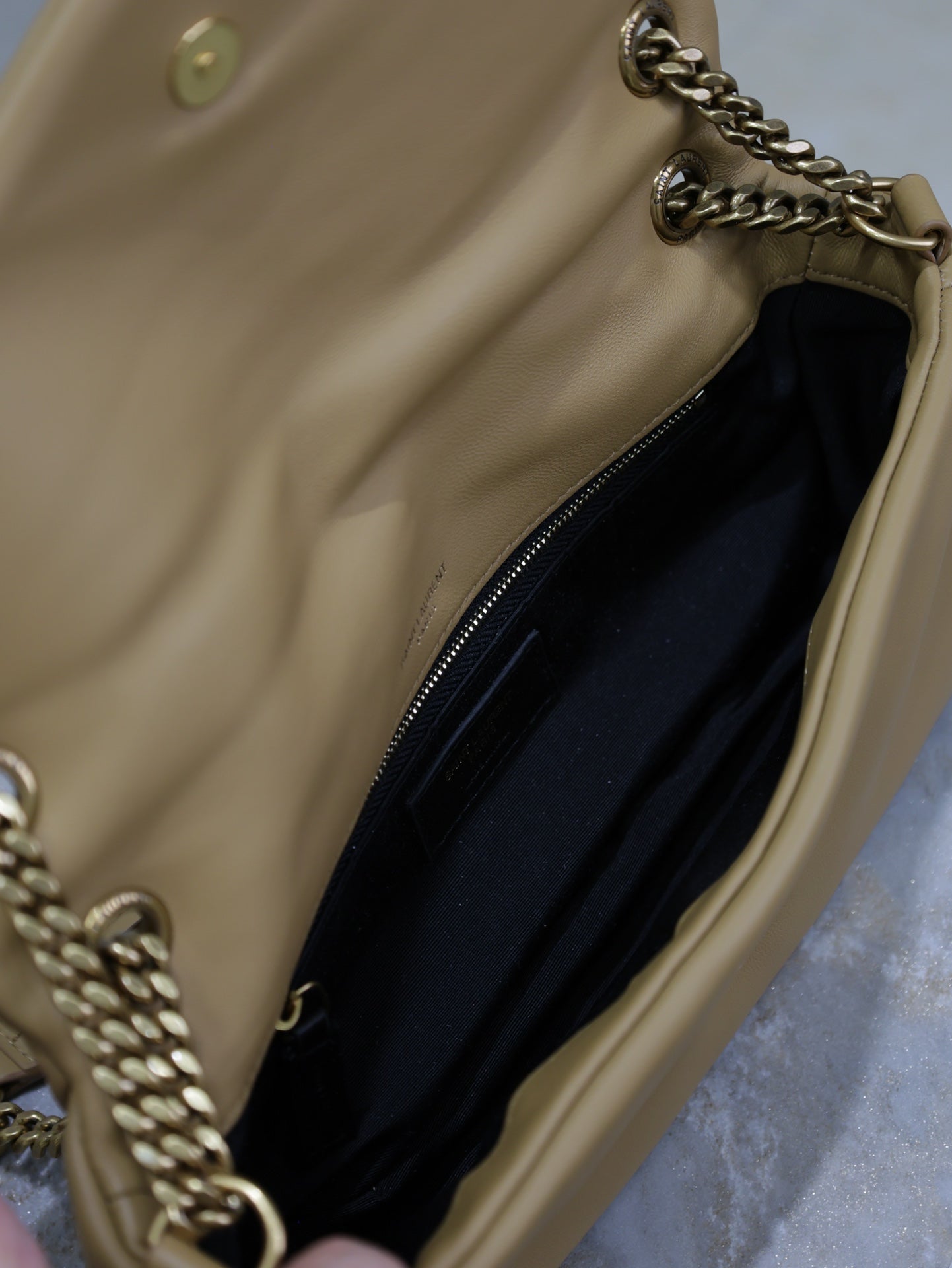 YSL 25S CALYPSO HANDBAG 26 IN LIGHT BROWN LAMBSKIN GOLD HARDWARE