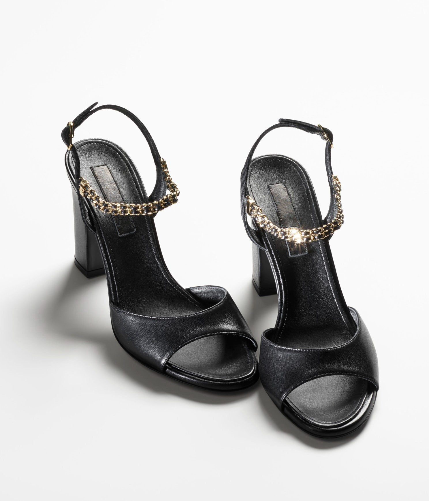 CHANEL sandals black lambskin grosgrain